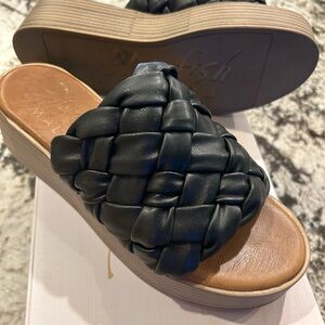 Blowfish Malibu Lima Black Woven Slide Sandals